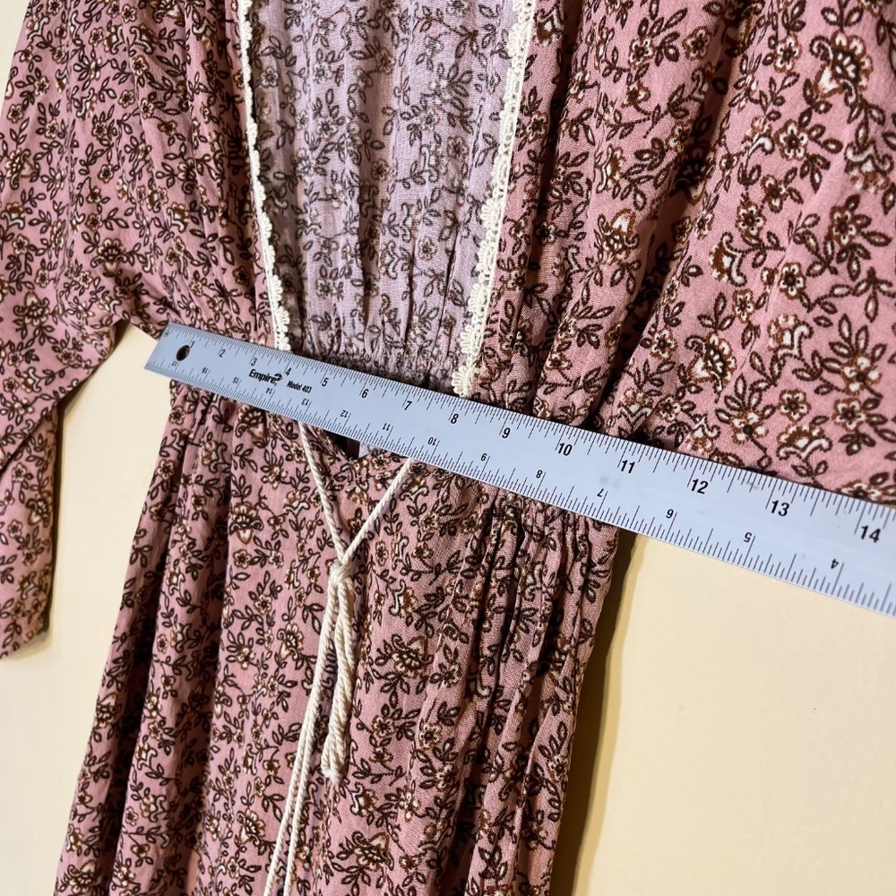 Audrey 3+1 Dusty Rose Floral Tie-Front Mini Dress - Picture 7 of 7